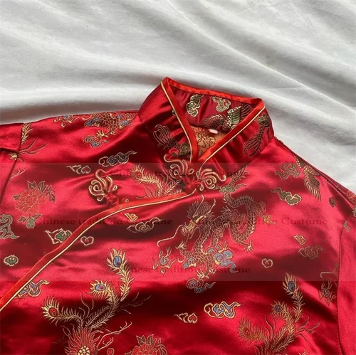 Imagen 1 del producto Camisa Qipao de manga corta para mujer, ropa Tang de estilo chino tradicional, ropa china de Jacquard satinado, blusa Hanfu de gran tamaño 4XL