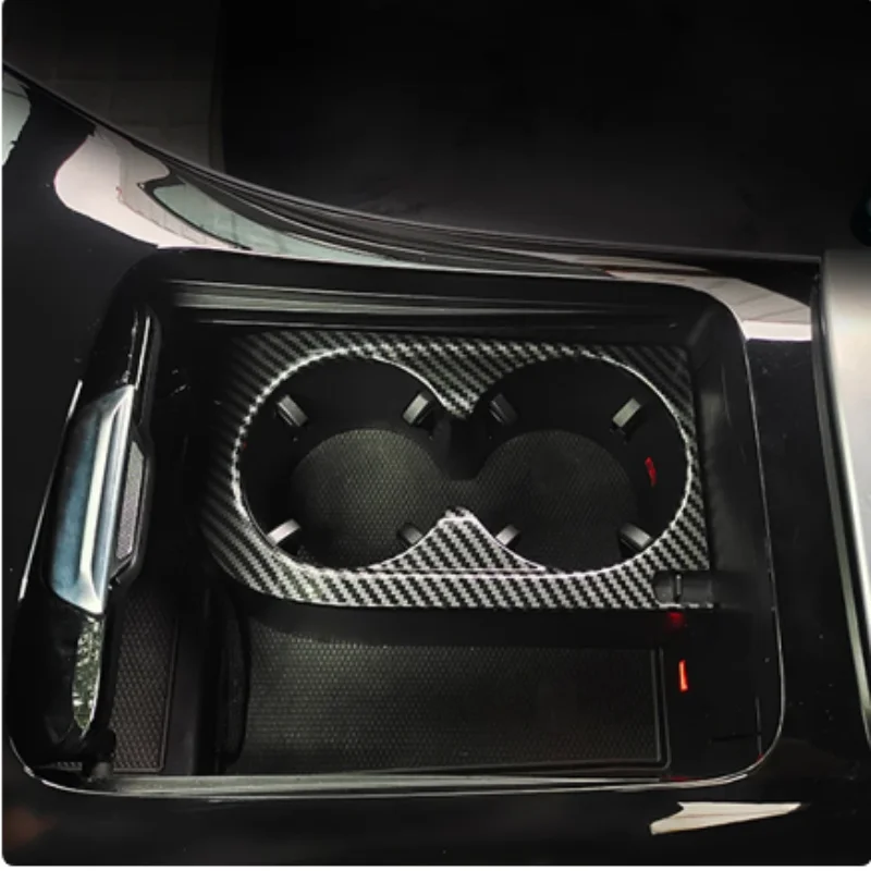 

ABS Carbon Fiber Car Front Water Cup Frame Decoration Cover Trim For Mercedes-Benz C-Class 2022-2024