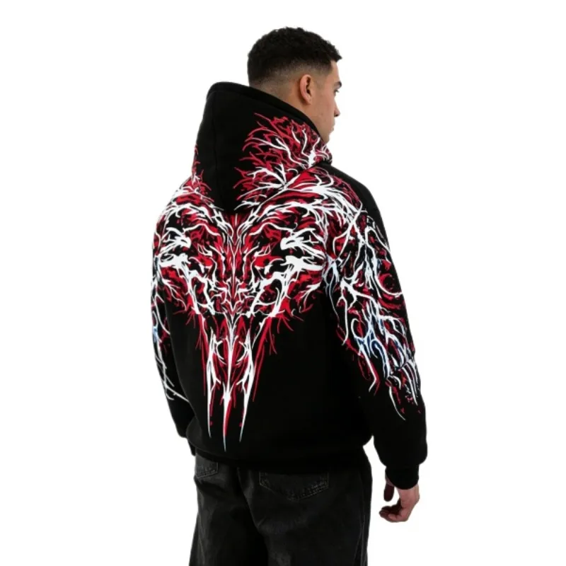 

3xl Winter and Autumn Reflective Print Hoodie Unisex Biker Streetwear Casual Loose Sweatshirt Gothic Long Sleeve Pullover