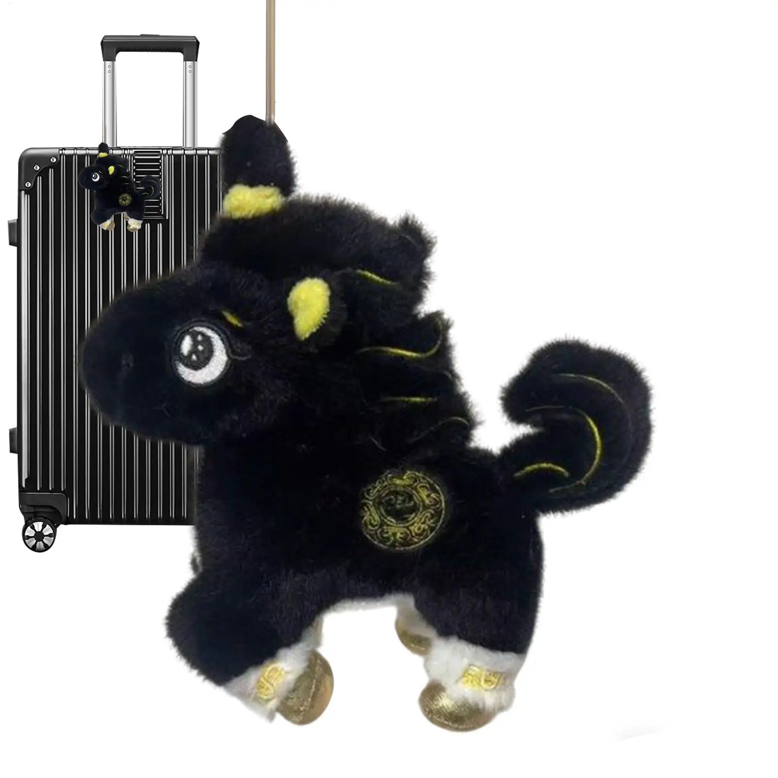 

Stuffed Horse Chinese Mascot Key Ring Pendant Charm Auspicious Stuffed Animal Keychain For Handbag Purse Tote Spring Festival