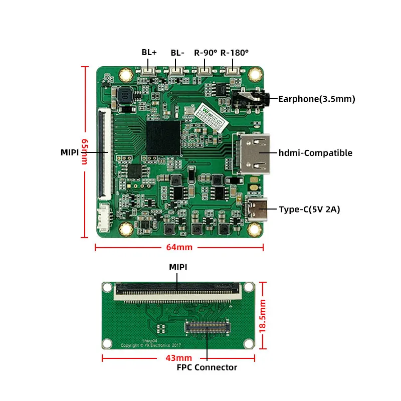 Wisecoco-pantalla LCD de 5,5 pulgadas 2k IPS TFT, placa de controlador de paisaje de 2560x1440, compatible con Raspberry Pi PS4/5, consola de juegos