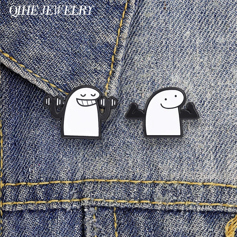 Pin Esmaltado de Aleación Flork Meme con Figura de Flork Levantando Mancuerna, Humor Gimnasio, Músculo en Acción, Broche para Bolso y Solapa, Joyería de Moda, Regalos