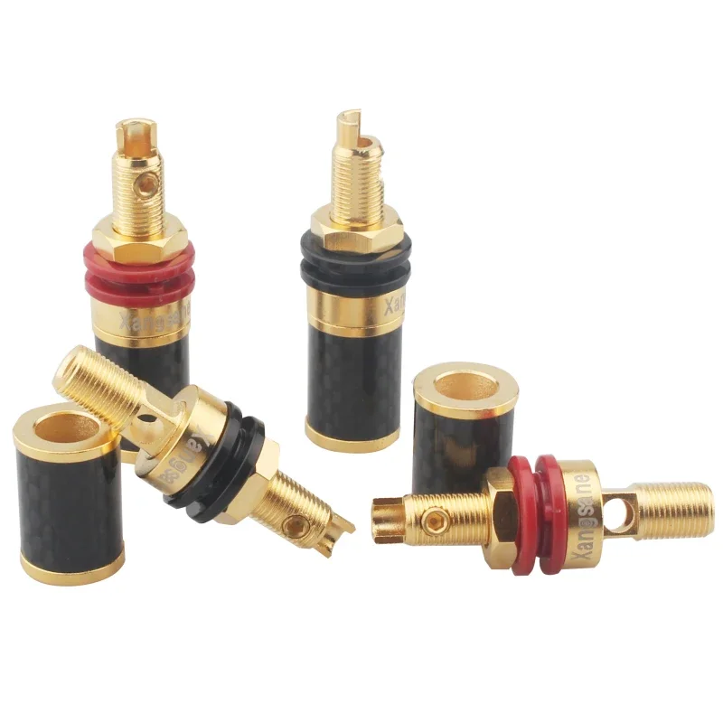 

4Pcs HiFi Audio Adpater Speaker Socket Carbon Fiber Copper Terminal Post Amplifier Terminal Post