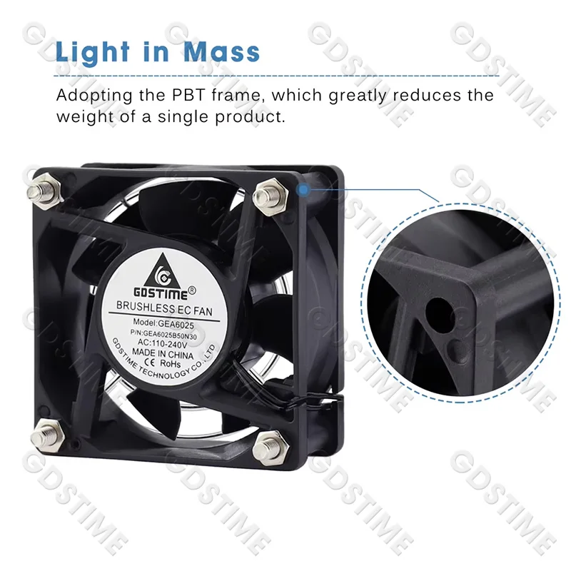 1Pcs 60mm 80mm 90m 120mm AC 110V 220V 240V 3 inch Dual Ball Plastic Universal Cooling Cooler PC CPU Fans Airflow For Computers - Image 4