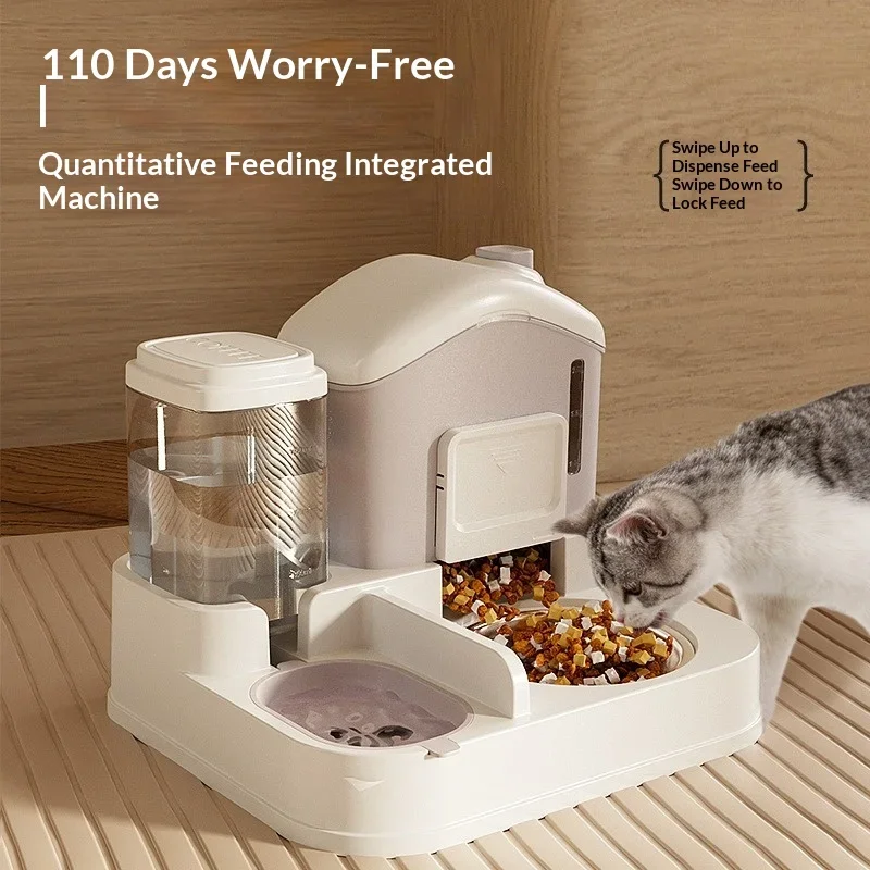 

New Top Rated 2-in-1 Large Capacity Cat Feeder & Water Fountain, Automatic with Flowing Water, Pet Bowl for Indoor Cats