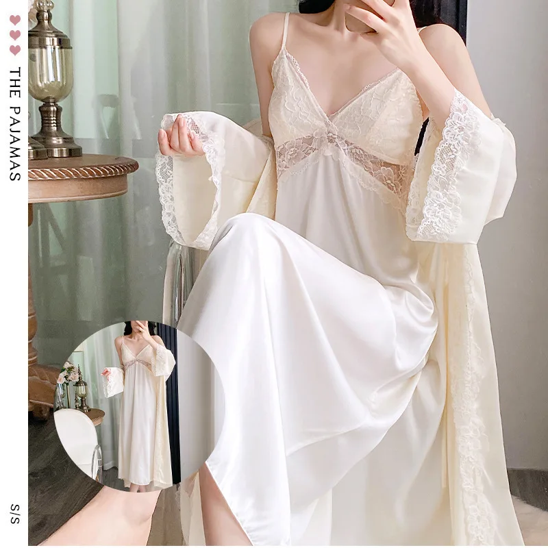 

Комплект для невесты: халат, пеньюар, сексуальное кружевное ночное белье, свадебное кимоно, ночная рубашка, домашний костюм для весны и лета