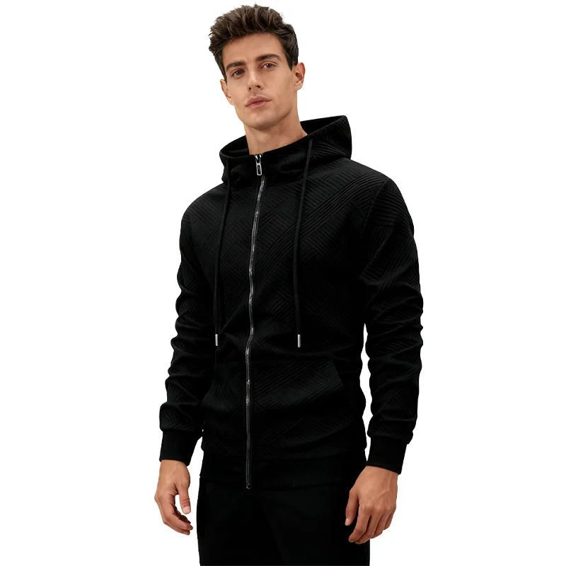 الخريف الشتاء الرجال البلوز سترة طويلة الأكمام هوديي كامل سستة إغلاق سترة الذكور هوديس البلوز سليم صالح الذكور الملابس #6
