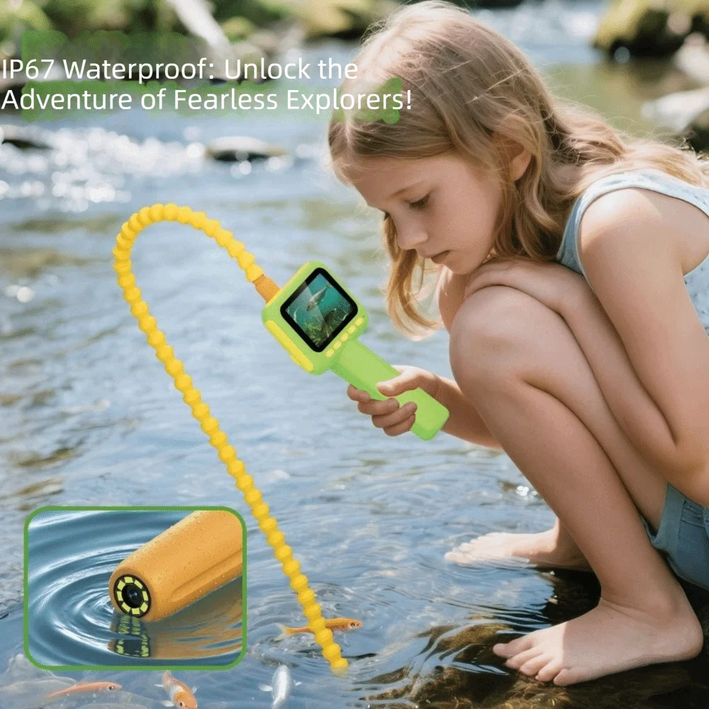 2.4-inch Display Kid Endoscope Camera 1080p HD Probe LED Light Nature Exploration Camera 2MP Pixel Microscope Camera