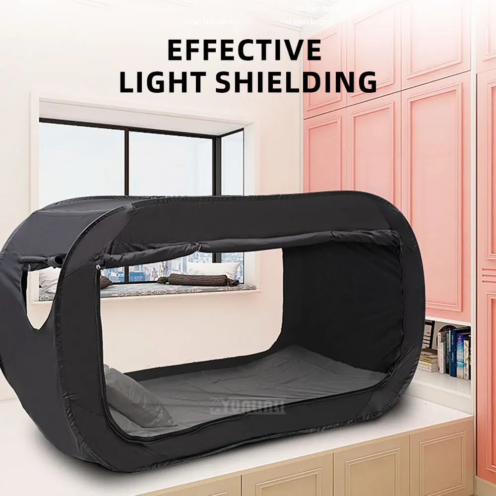 Folding Bed Tent:All-in-One Dual-Purpose Light-Blocking Outdoor  with Fully Enclosed Isolation Bed Curtain and Mosquito Net