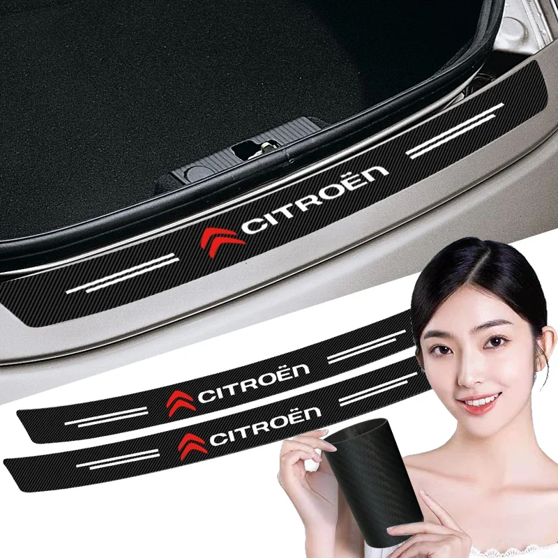 Parachoques trasero de fibra de carbono para maletero de coche, pegatina 3D, Protector de placa protectora para Citroen C1 C2 C3 C4 C5 X7 Berlingo Xsara C8 C4L DS3 DS4