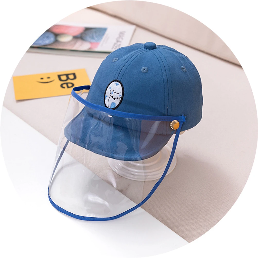 

Peaked Kids Baseball Hat Detachable Transparent Face Cover Outdoor Protection Sun Blocking Suitable 5-15 Months