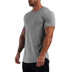 Summer Cotton Sports T-Shirts Mens Slim Fit Gym Fitness Male T Shirt Casual Bodybuilding Man Jogging Workout Clothing