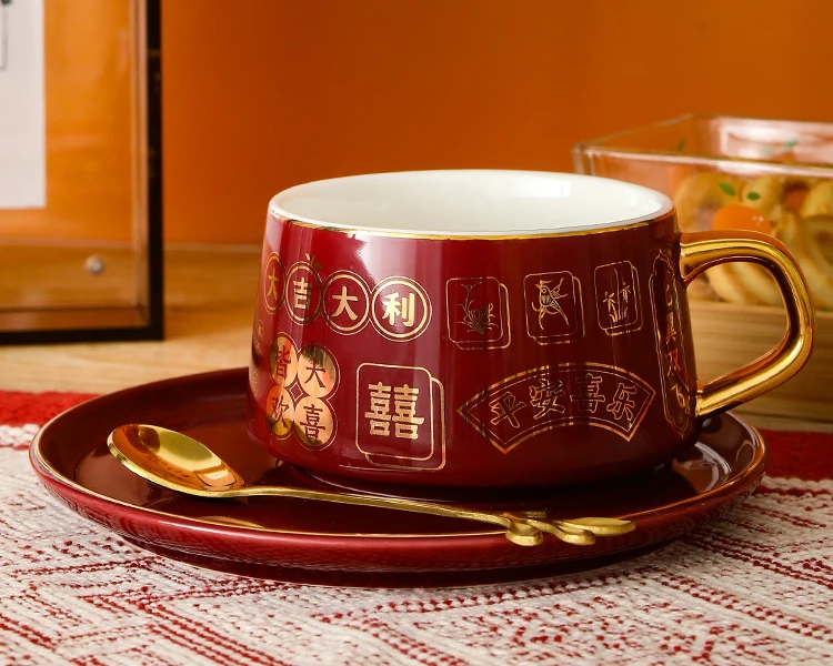 Wedding light luxury Hong Kong style coffee cup with high appearance and high-end