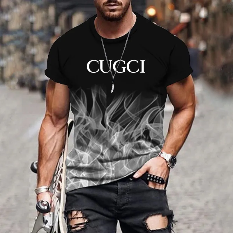 

Mens T Shirt Summer Multicolor Vintage Short Sleeve 3D Letter Print Harajuku Streetwear Fitness Sportswear Round Neck Clothing