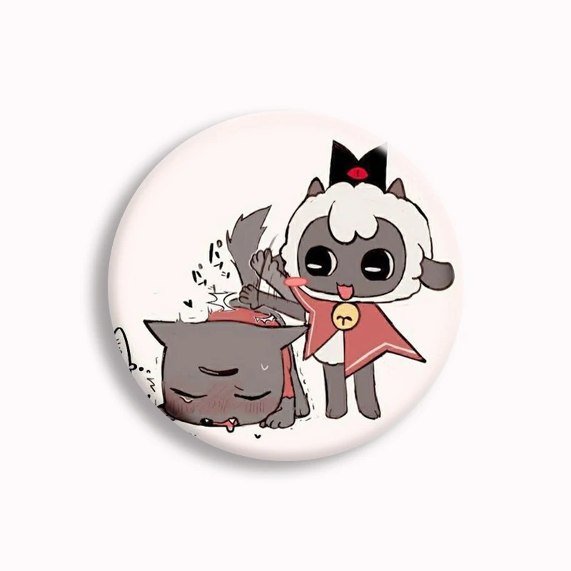 Hot Game Cult of the Lamb Anime Button Pin Black Sheep Cartoon Brooch Badge Backpack Cosplay Accessories Fans Collect 58mm