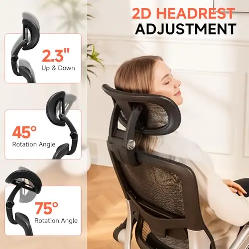 

Ergonomic High-Back Mesh Office Chair With Adjustable Headrest, Flip-Up Arms, 90°–125° Tilt, Wide Seat For Adults