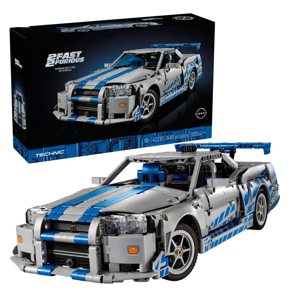 

1410PCS Technical Fast and Furious Skyline GTR R34 Sport Car Building Blocks JDM Vehicle Assemble Bricks Toy Gift For Adult Kids