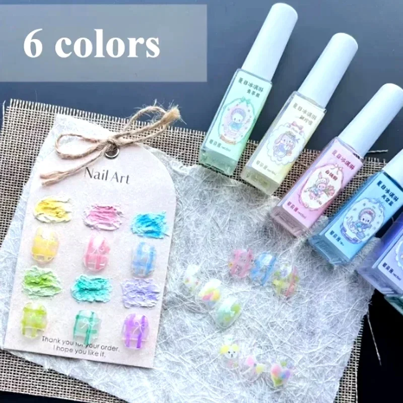 6ml Nail Art 6 Colors  Summer Ice Cream Nail Dye Solution Creative Nail Pattern DIY Design Dye Solution Women Nail Decoration