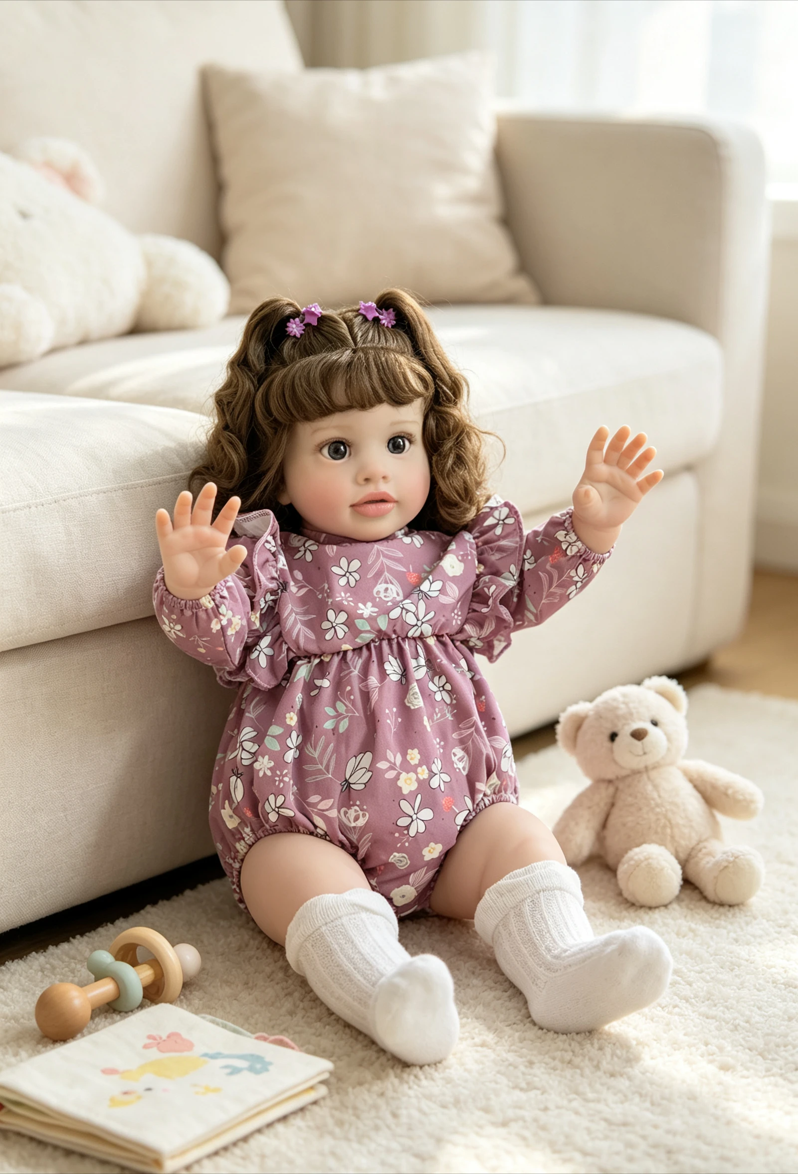 Huge Size Baby Reborn Pippa 66cm Realistic Toddler Girl  Handmade 3D Skin with Visible Veins Implantation Curly Hair Baby Dolls