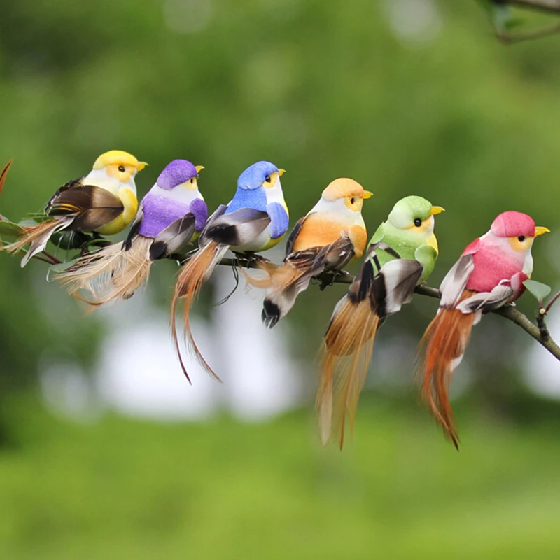 1Pc Mini fake birds artificial foam feathers mini birds home party wedding decor color random