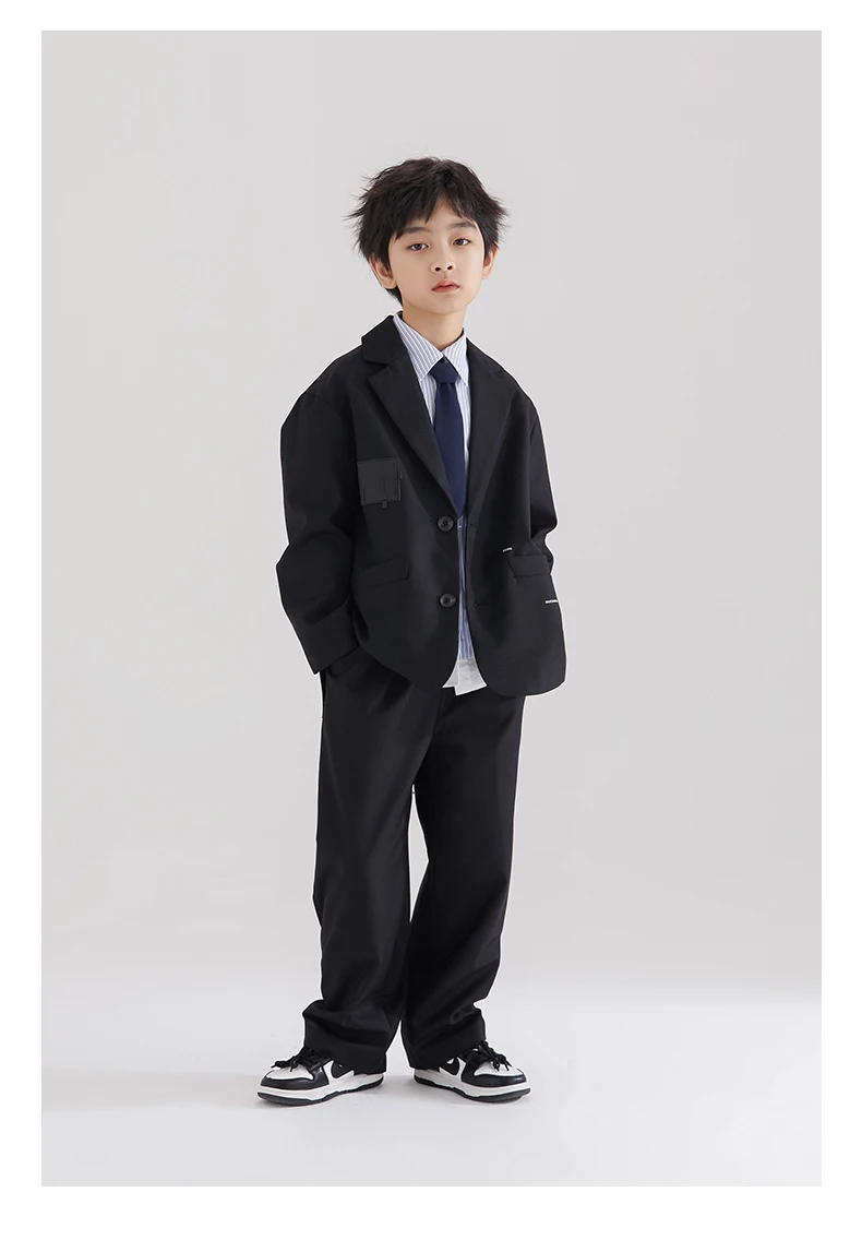 Eleganter Jungen-Hochzeitsanzug mit Blazer und Hose für Kinder, Konzert-Outfit, Kostüm, Coole Kinder-Smokings, Größe 5-14 Jahre – Detail 6