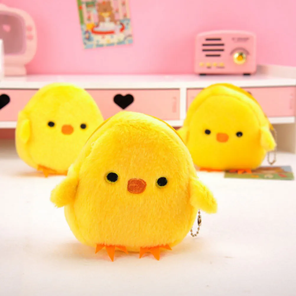6 個のチキン小銭入れかわいいひよこの形をした小さな財布コインキーイヤホン用軽量ポータブルイースターギフトアイデア