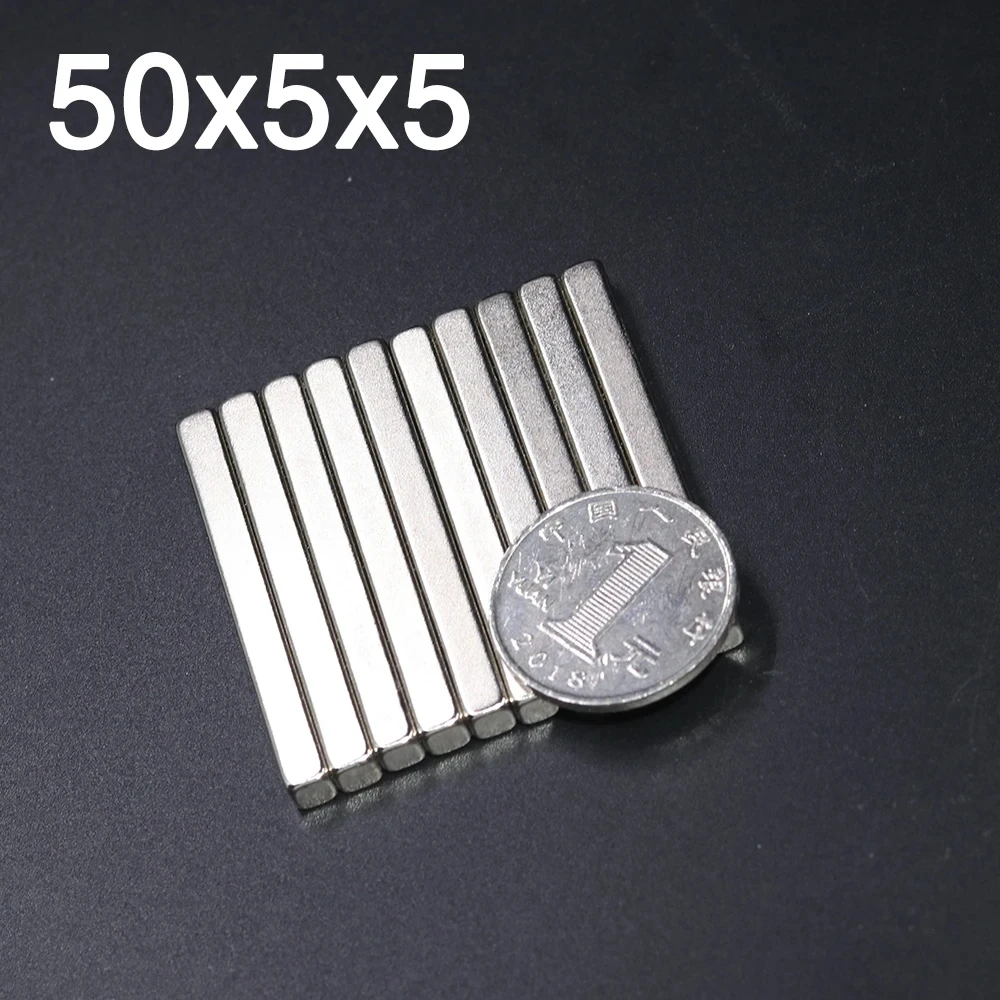 2/5/10/20/50Pcs 50x5x5 Neodymium Magnet 50mm x 5mm x 5mm N35 NdFeB Block Super Powerful Strong Permanent Magnetic imanes