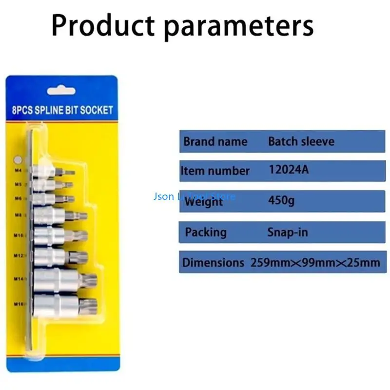 Y08D 8 pièces Adaptateur douille bits torx 1/4 "3/8" "Couple d'entraînement Spanner à cliquet à cale réparation en