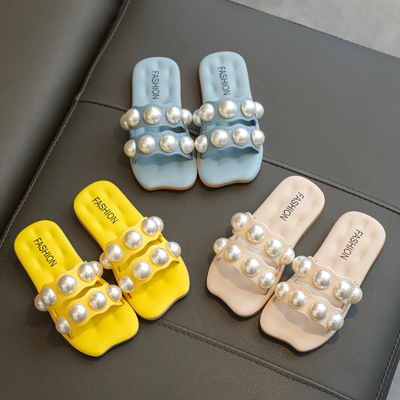 

Princess Girls Slippers 2 to 8 10 12 Years Infantil Summer Boutique Children Shoes Outside&Home Slippers White Blue Kid Slippers