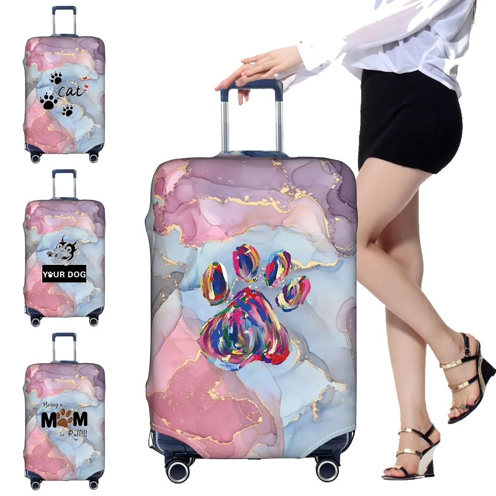 Thick Elastic Luggage Protective Cover Simplicity Dust Cover Anti-Scratch Protective Print Footprints Pattern Travel Accessories