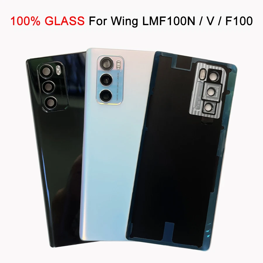 100% A +++ стеклянная крышка батарейного отсека для LG Wing 5G LMF100N LM-F100V задняя крышка батарейного отсека, запасные части с клеем