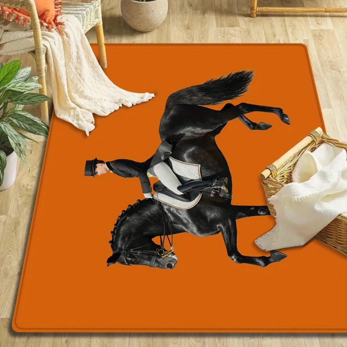 Large Western Equestrian Horse Riding Rug Carpet Mat Stallion Cowboy Decor Runner Floor Mat for Living Room Outdoor Patio Gift