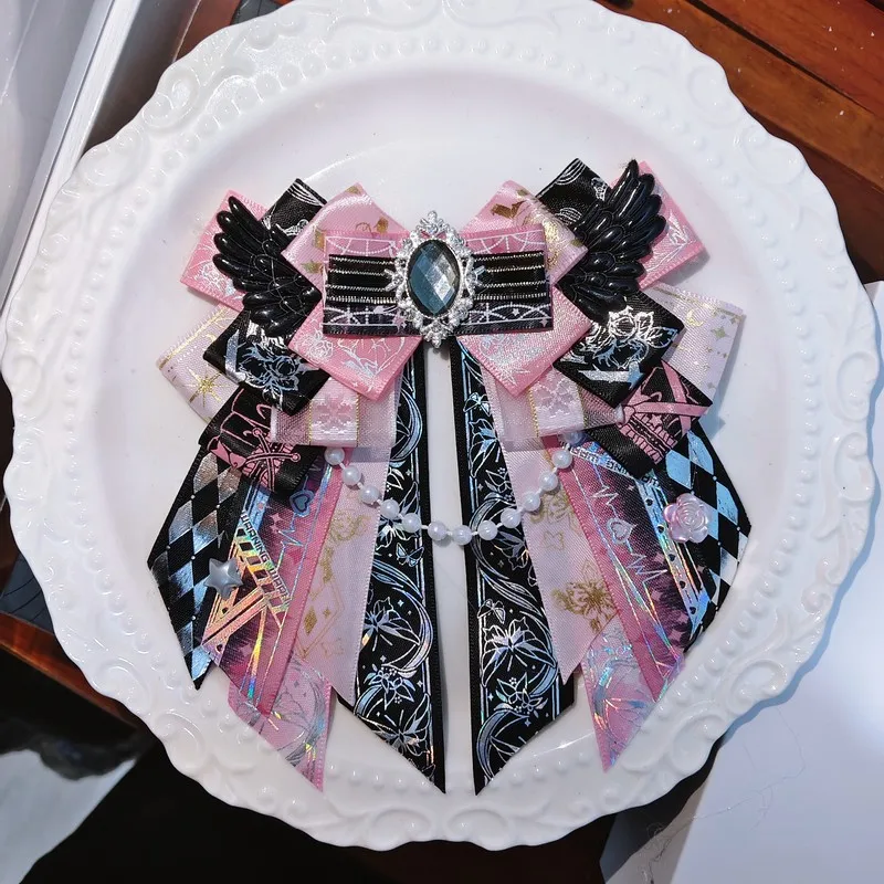 Original Handmade bow ribbon Decoration Black Gold Double Layer Butterfly Knot Pin For Ita Bag concert light stick Fan Badge DIY - view 5
