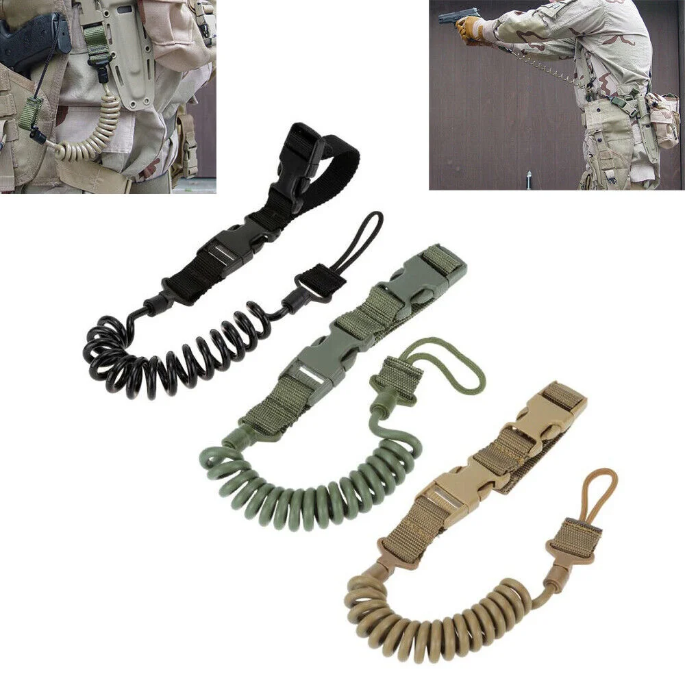 Multi-purpose Spring Lanyard Outdoor Wear-Resistant Elastic Key Chain Safety Rope Anti Loss Military Tactical Lanyard