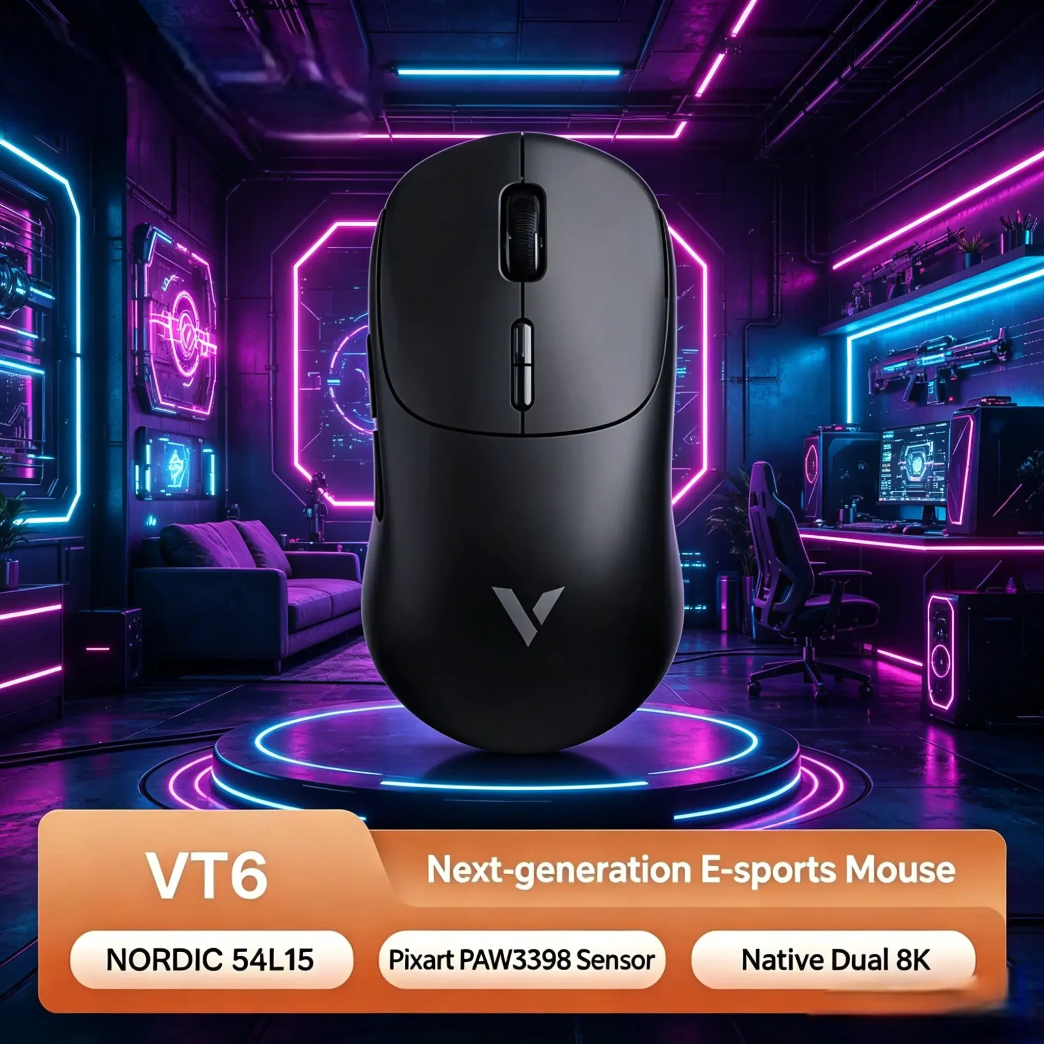 Rapoo VT6 MAX Wireless Gaming Mouse, PAW3950 HighPrecision Sensor, 8000Hz Polling Rate UltraLightweight Design for Small Hands