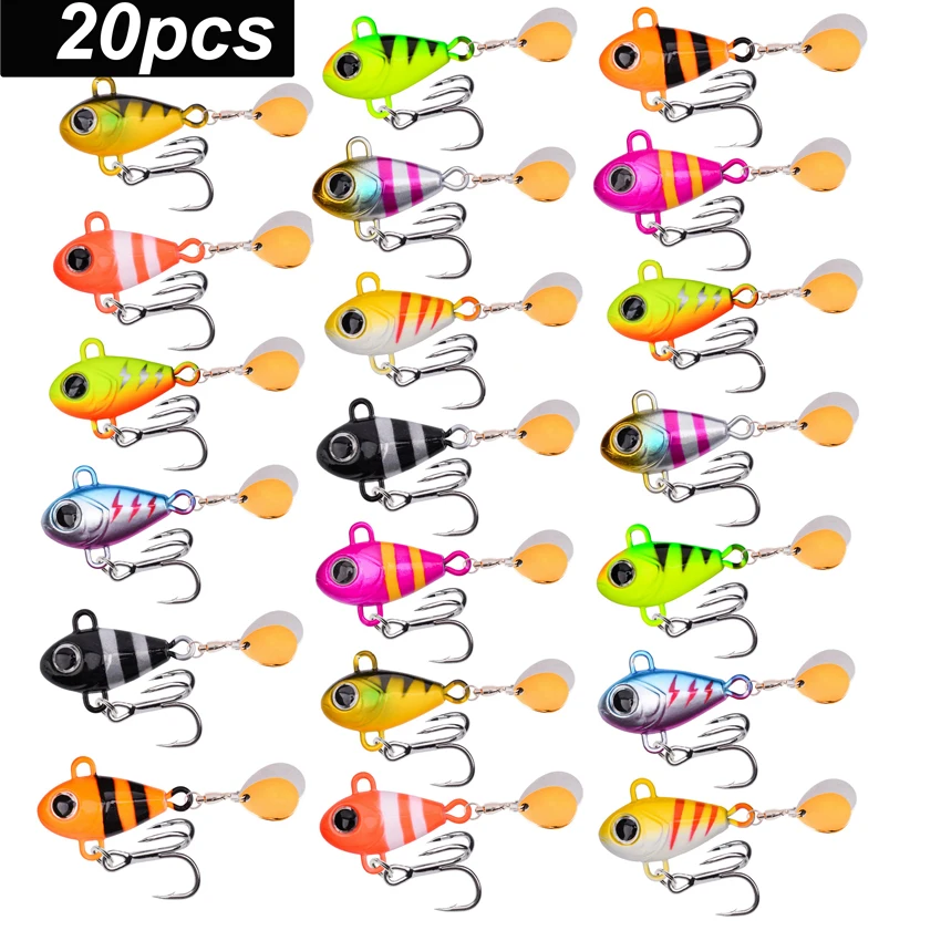 20pcs Metal VIB Fishing Lure Spinnerbait 6g 10g 14g  17g 20g 25g Crankbaits VIB Blade Bait 3D Eyes With Treble Hooks