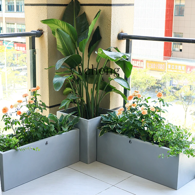 

Lsl Large Flower Box Balcony Terrace Corner Planting Flower Bed Flower Green Plant Planting Box Outdoor Display
