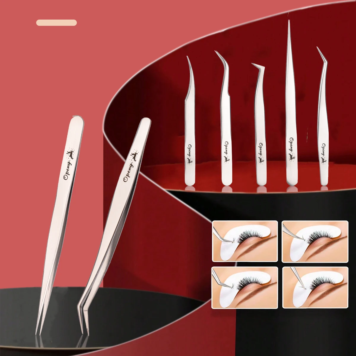 Pinzette per extension ciglia 1 pezzo/2 pezzi/5 pezzi, acciaio inossidabile dritto e curvo, volume individuale, pinzette isolanti