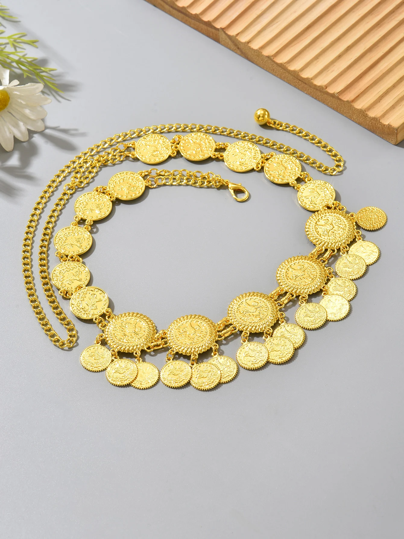 Golden Coin Tassel Waist Belt for Belly Dance Performance - Vintage Metal Tassel Design, Perfect for Party & Banquet Attire image 4