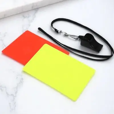 1Set Portable Red Yellow Soccer Referee Cards Football Match Kit Lightweight Whistle Sports Referee Accessory Professional