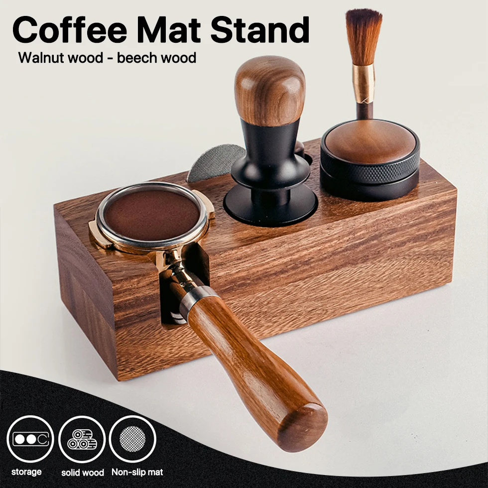 

Подставка для кофейных портафильтров, деревянный коврик для тампера для эспрессо, 51/53/58 мм, держатель распределителя, инструменты для кафе, аксессуары для бариста