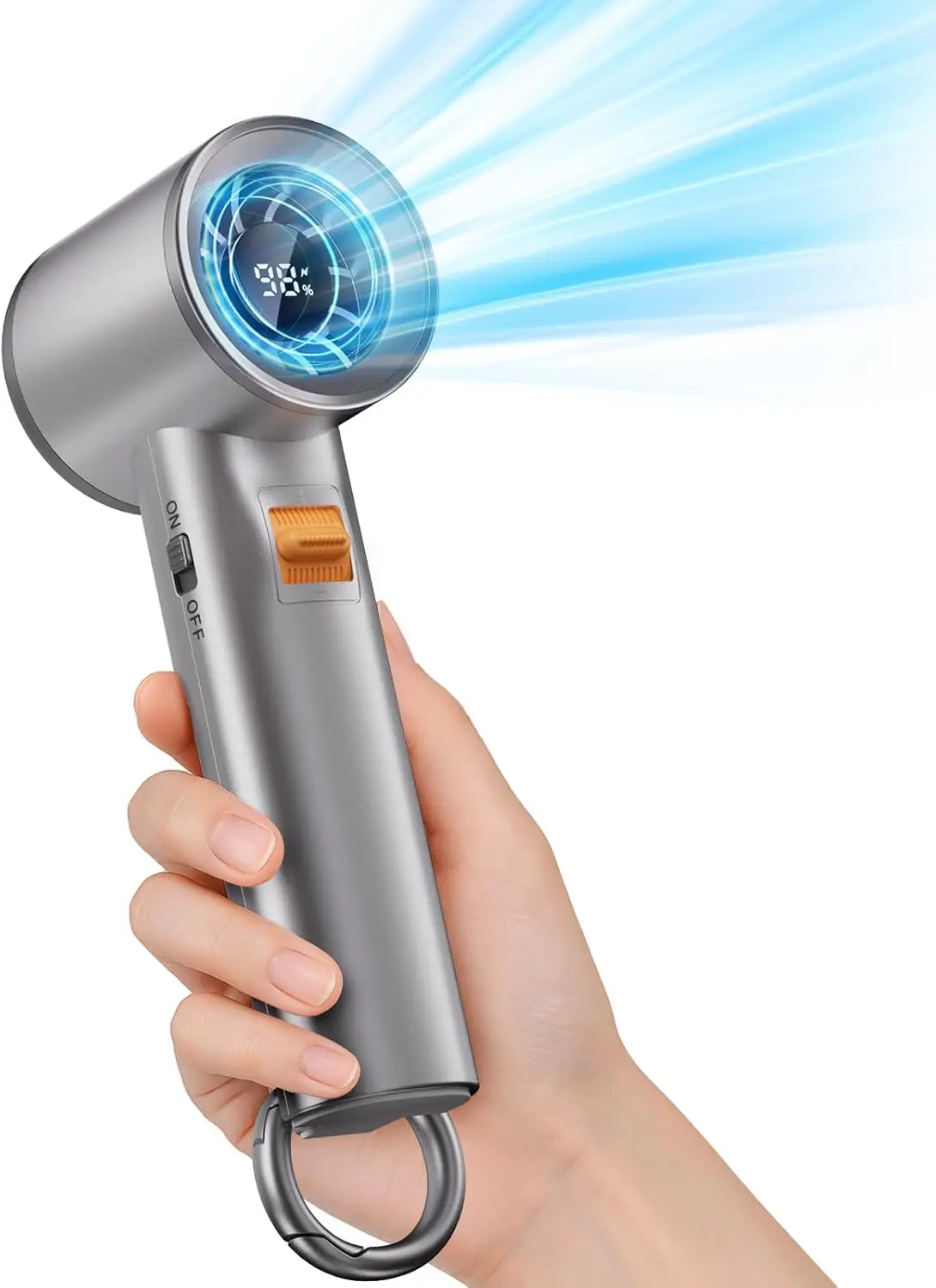 

5000mAh Turbo Handheld Fan, 100 Speeds, 20Hrs, Digital Display for Outdoor Travel Camping