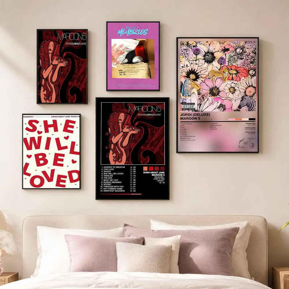 Band M-Maroon 5 Album Cover Poster Vintage PP Paper Wall Art Home Decor Print for Bedroom Living Room Aesthetic Gift