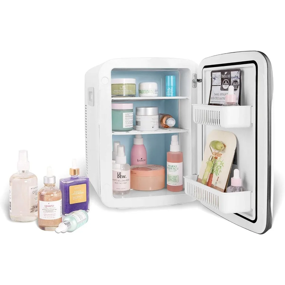 ثلاجة صغيرة سعة 15 لترًا لغرفة النوم - السيارة والمكتب وغرفة النوم الجامعية - مبرد محمول 12 فولت وتدفئة للأغذية والمشروبات والعناية بالبشرة، ب