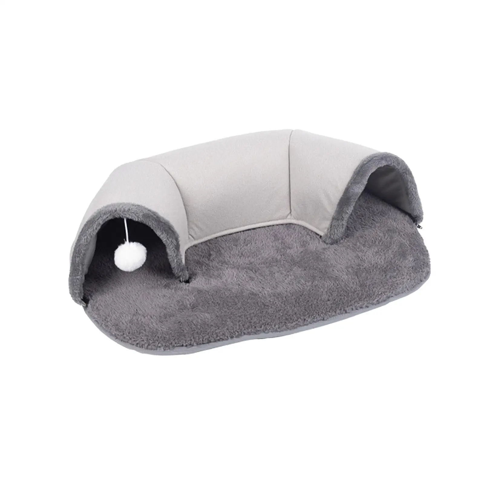 Winter Warm Cat Tunnel Bed Play Center with Hanging Balls Playground Interactive Hideout for Indoor Cats Small Animals Bunny