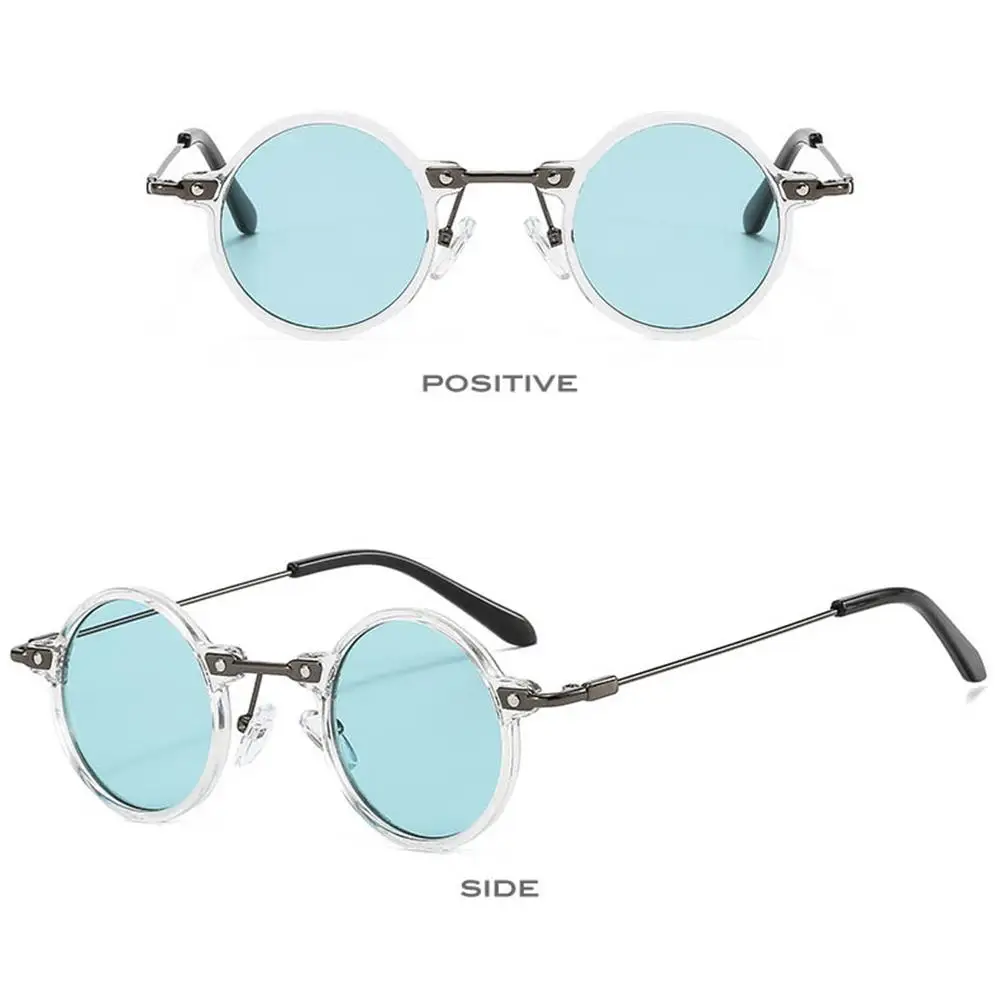 Retro Gradient Clear Lens Ocean Color Driving Shades Small Round Sunglasses Punk Sun Glasses Eyewear