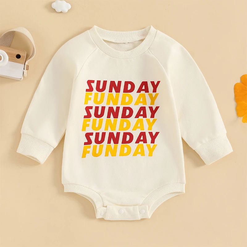 2024-07-25 Lioraitiin 0-24M Fall Baby Girl Boy Sweatshirt Romper Letter Print Crew Neck Long Sleeve Jumpsuit