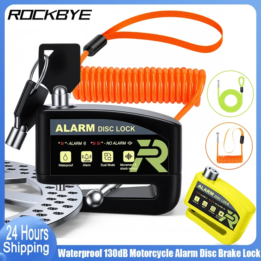 

Rockbye Motorcycle Disc Brake Lock 130dB Loud Anti Theft Alarm IP65 Waterproof Alarm/ Silent Two modes Moto Wheel Disk Padlock