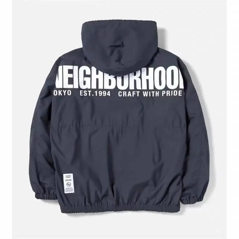NEIGHBORHOOD Japanese‑Style Functional Hooded Windbreaker, Wind‑Proof Nylon Outdoor Hooded Jacket for Daily Street Outfits