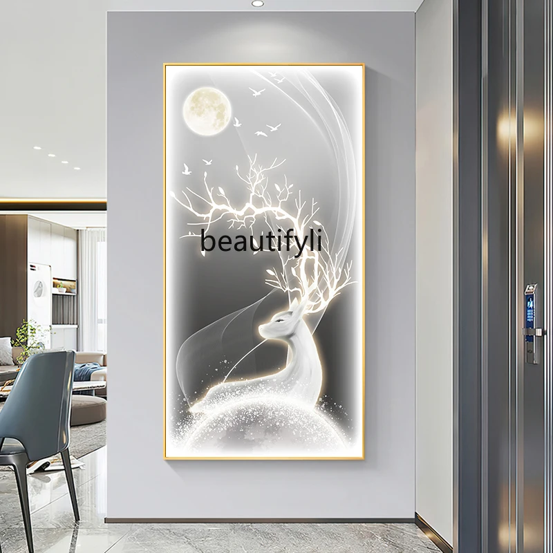 

HJ Decorative Painting LED Light Painting Elk Living Room Entrance Corridor and Aisle Mural